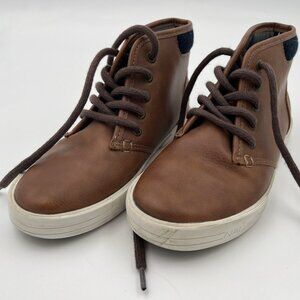 Nautica Boots Kids 2 Boys Breakwater Ankle Chukka Lace Up  Brown Faux Leather
